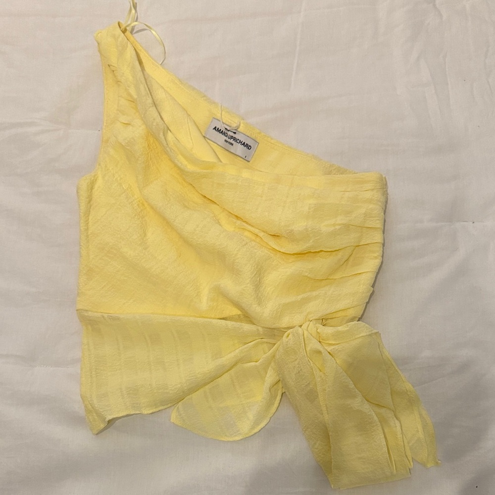 Amanda Uprichard Lemon One-Shoulder Blouse